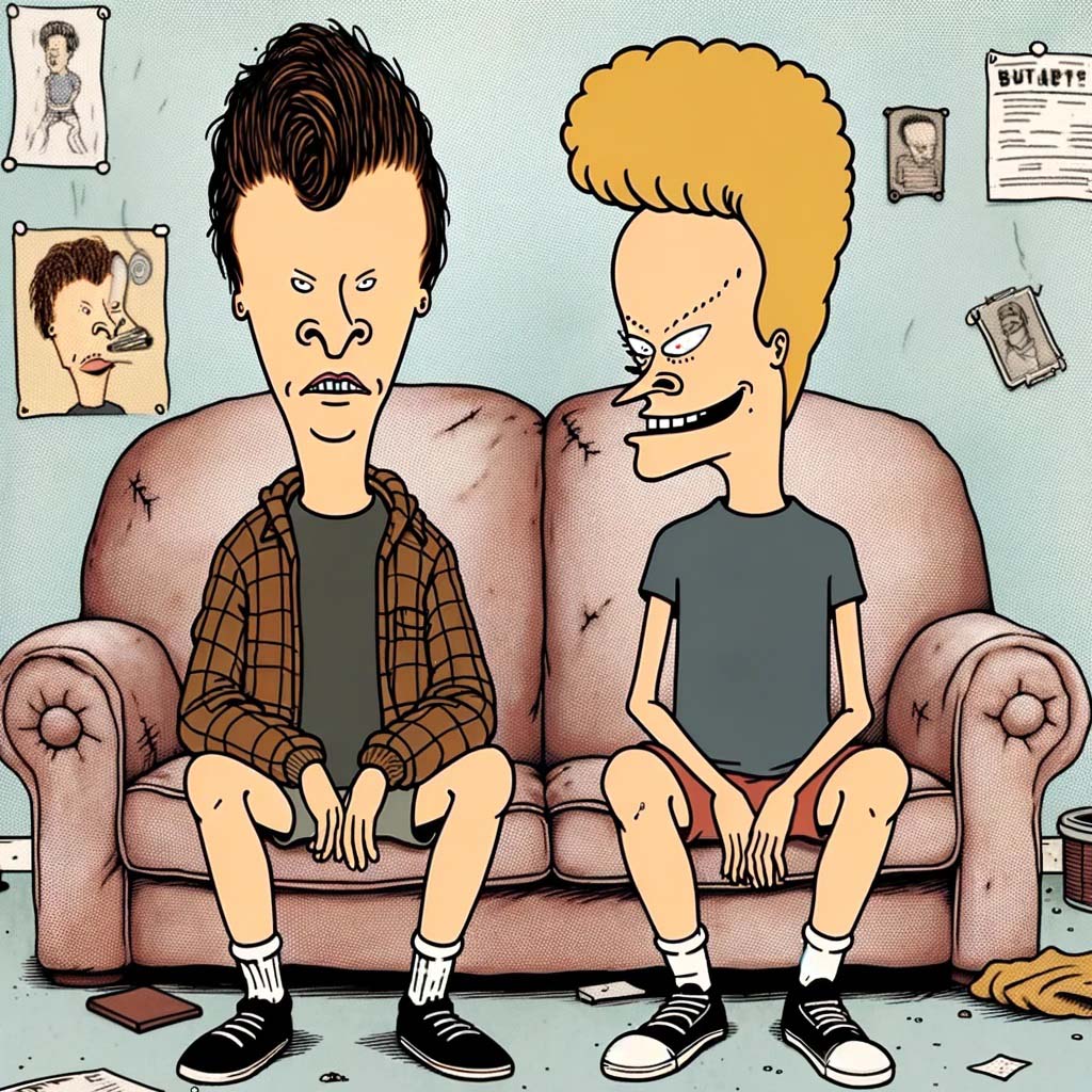 Beavis and Butt-Head Sitting on their Couch