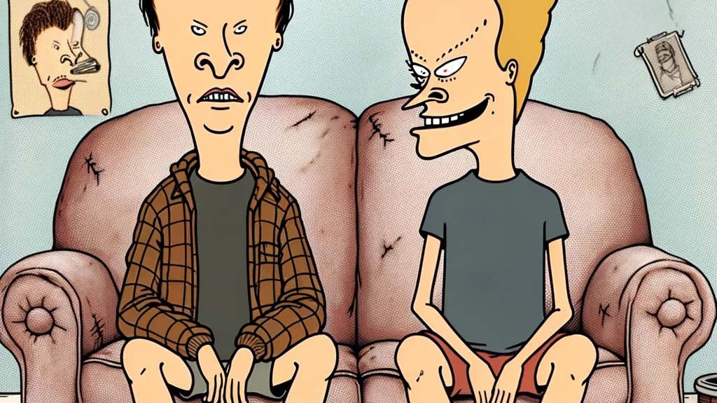 Beavis and Butt-Head Sitting on their Couch