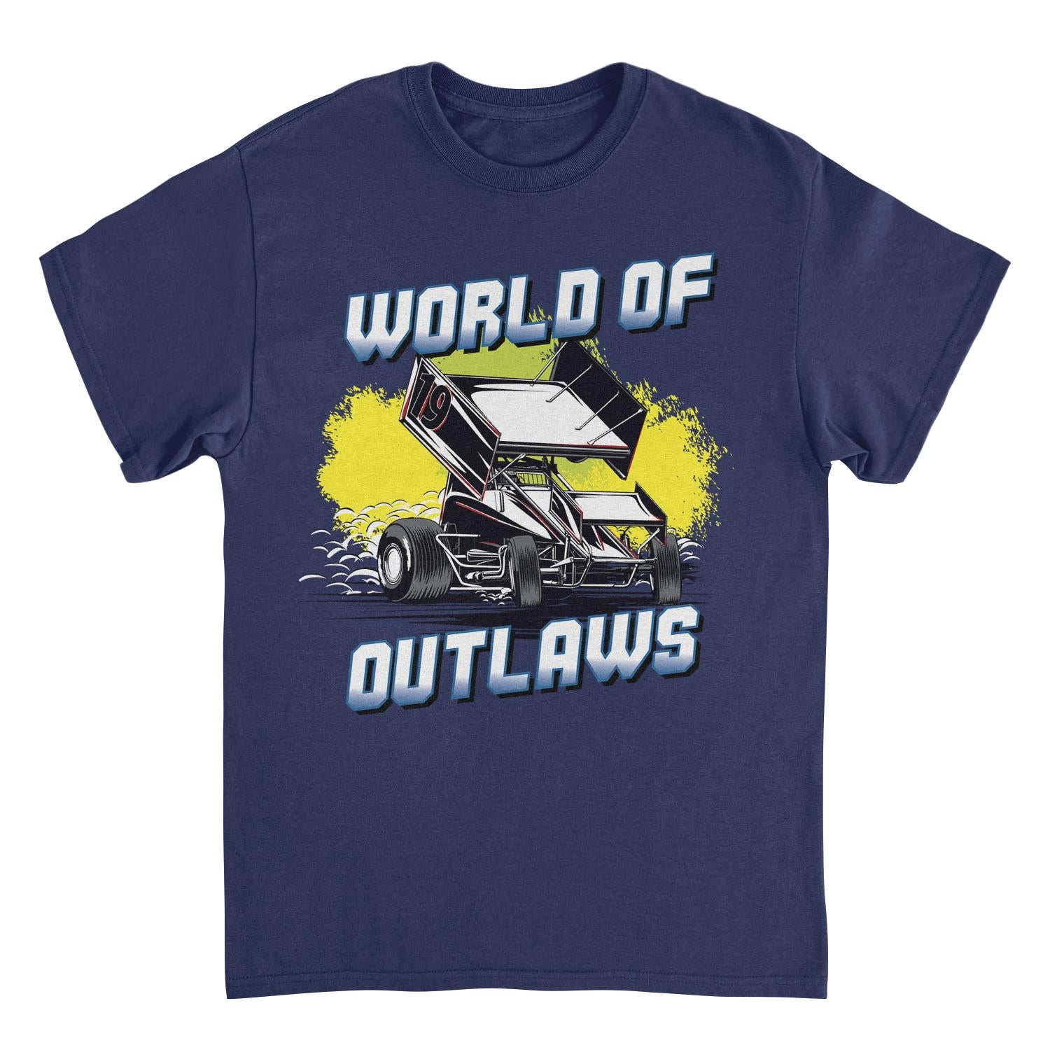 World of Outlaws Yellow Splash Navy T-Shirt