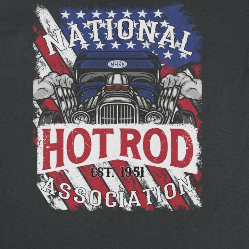 NHRA National Hot Rod American Flag Black T-Shirt