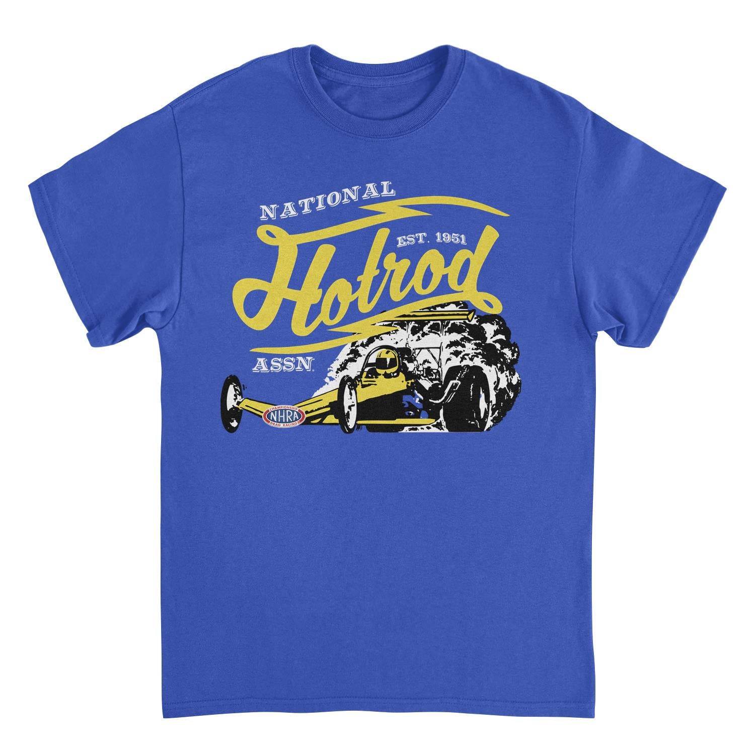 NHRA National Hot Rod Yellow Car Royal T-Shirt