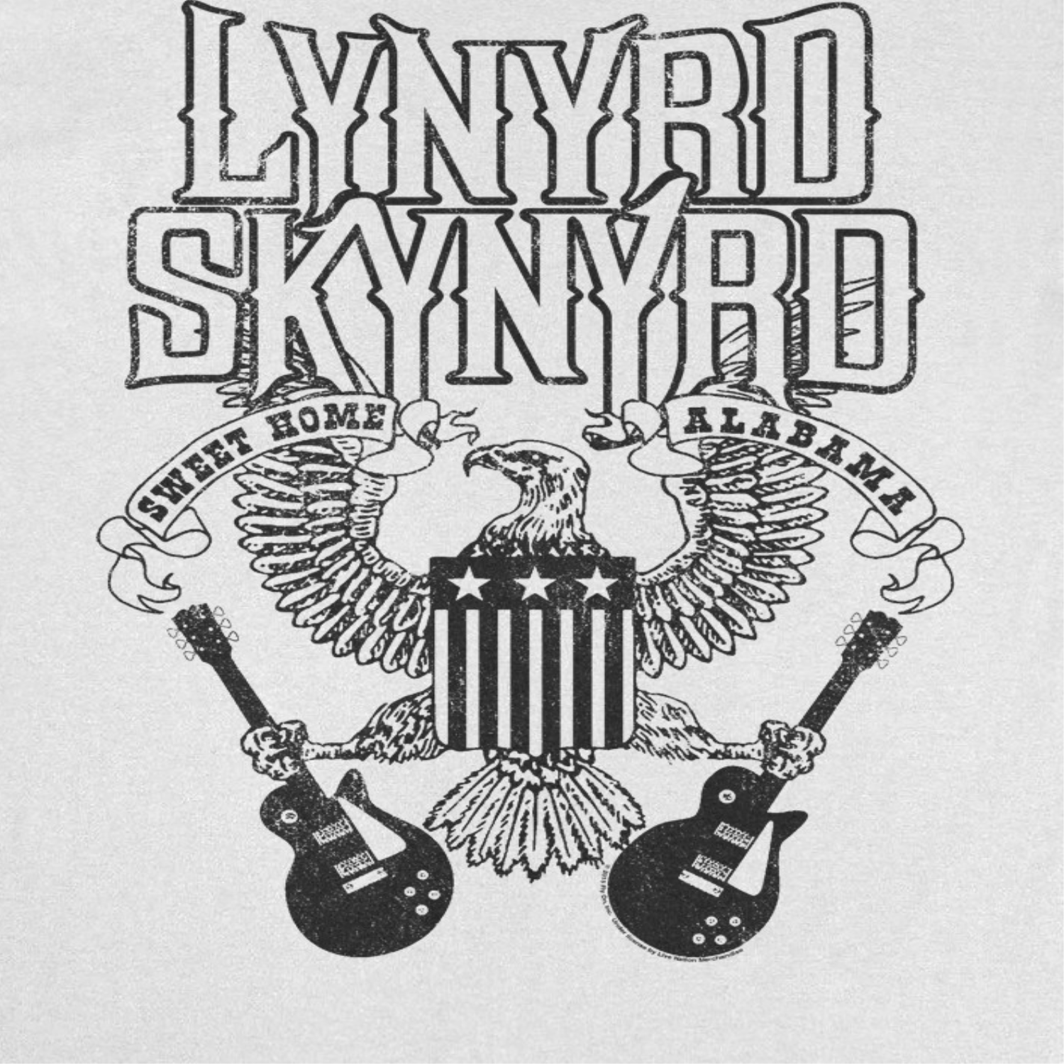 Lynyrd Skynyrd Guitars American Shield Black White T-Shirt