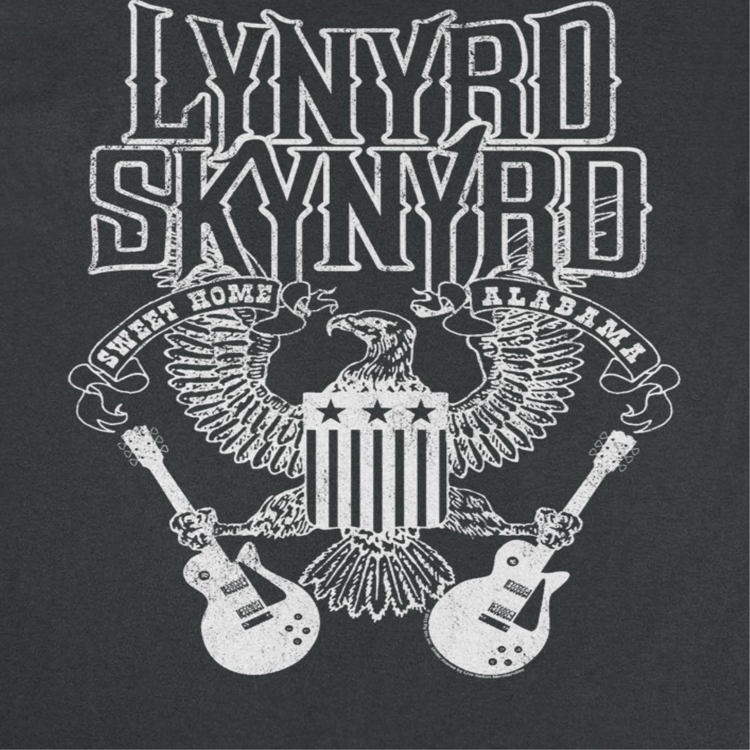 Lynyrd Skynyrd Guitars American Shield Whote Black T-Shirt