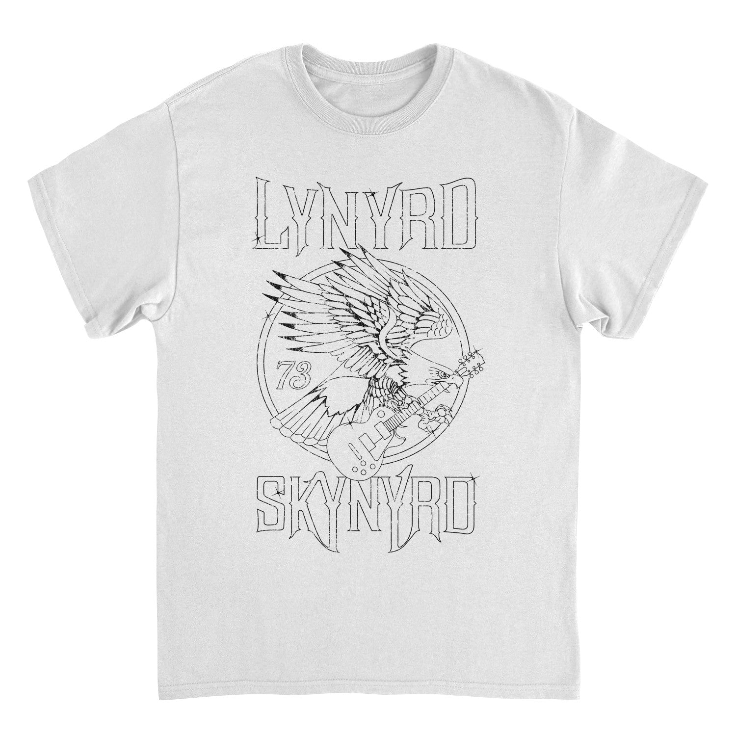 Lynyrd Skynyrd Outlined Eagle Guitar Black White T-Shirt