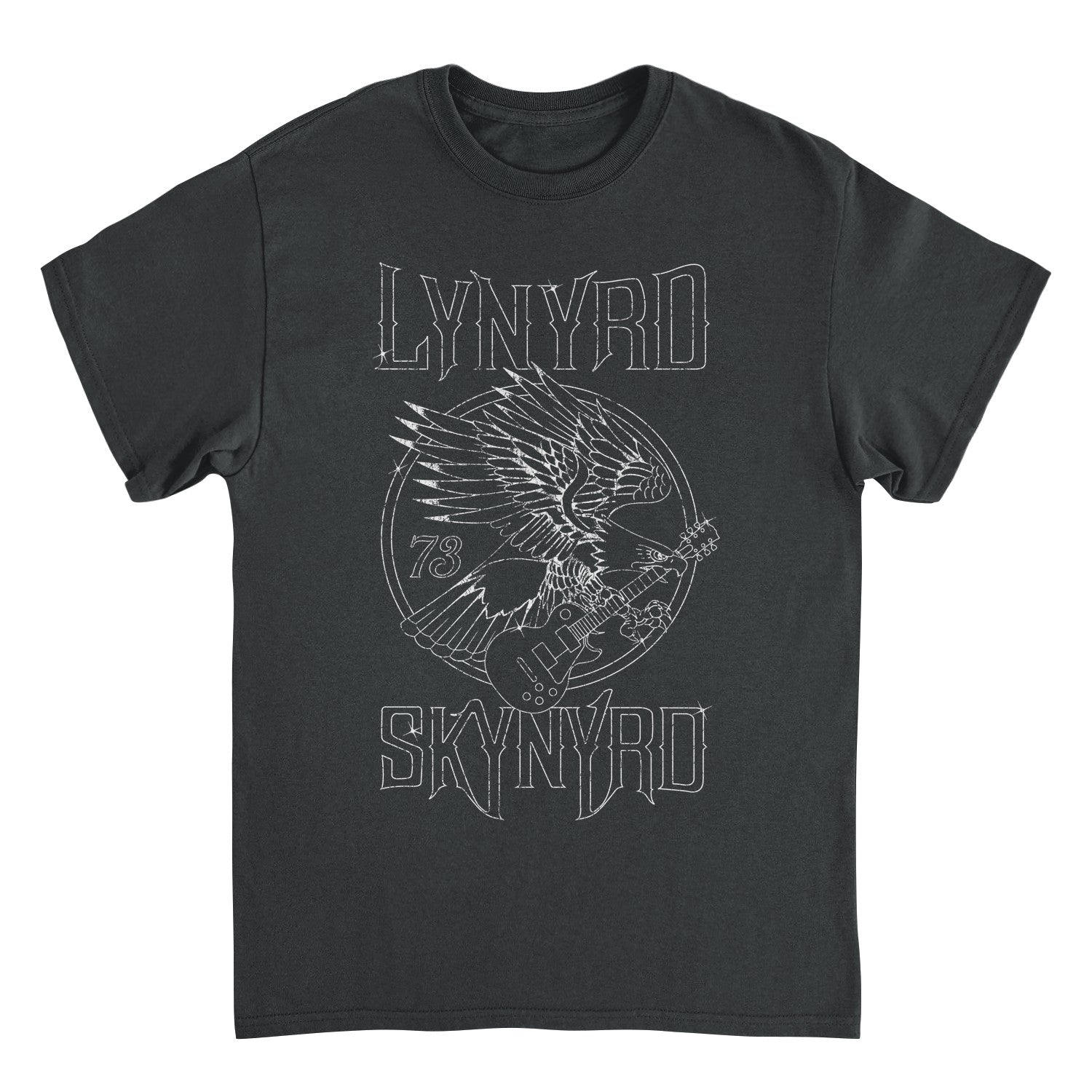Lynyrd Skynyrd Outlined Eagle Guitar White Black T-Shirt