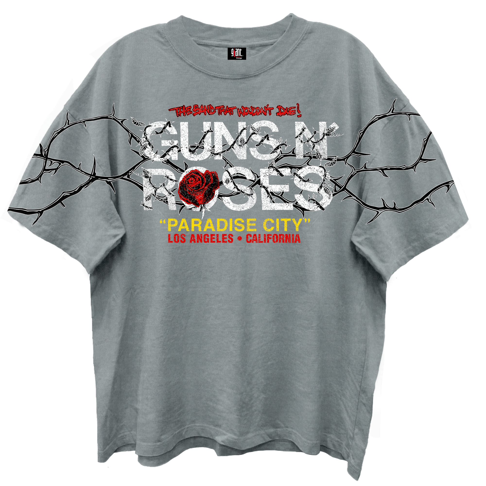 Giant Vintage Guns n Roses Paradise City Gray Enzyme Washed T-Shirt