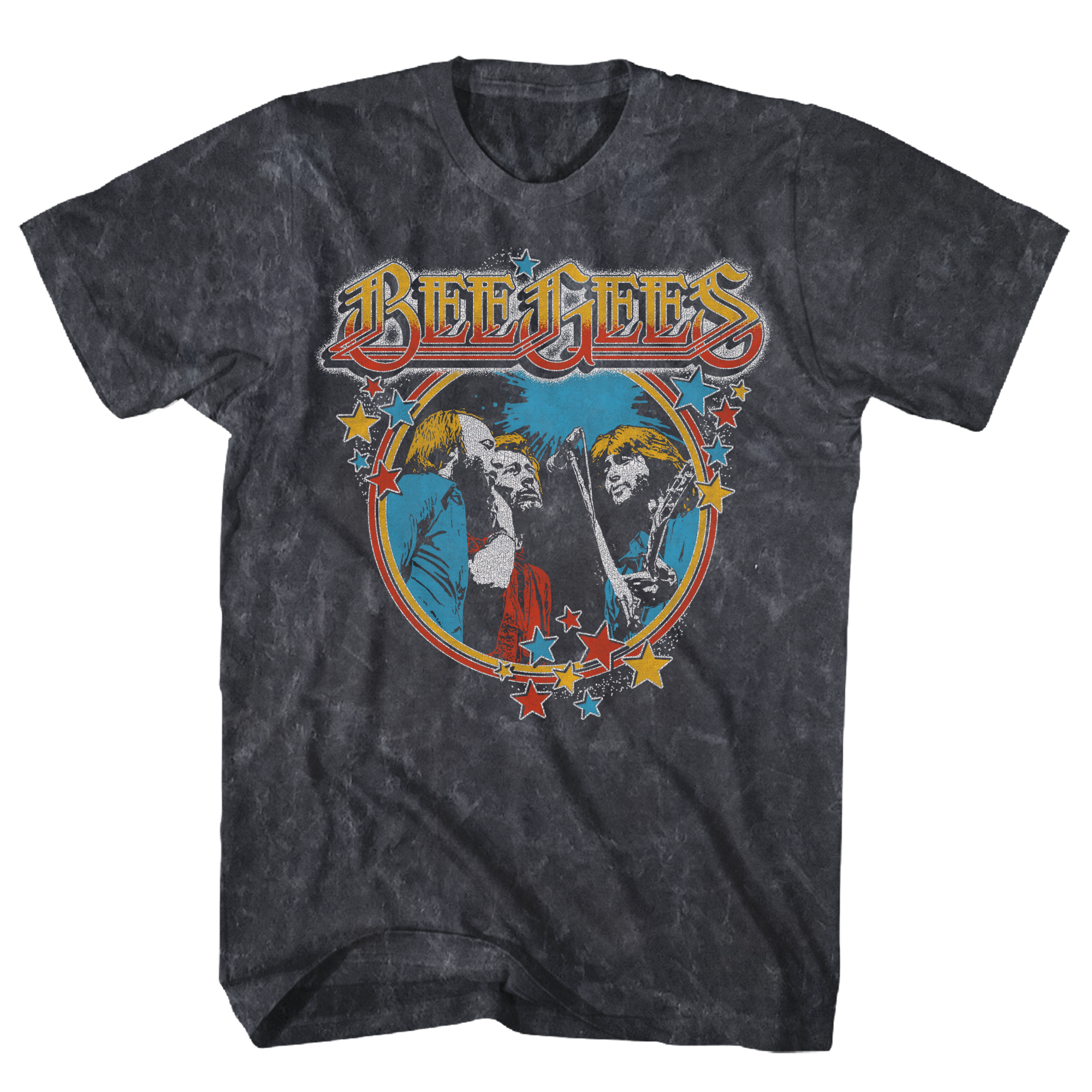 BEE GEES STAR VINTAGE BLACK MINERAL WASH TEE