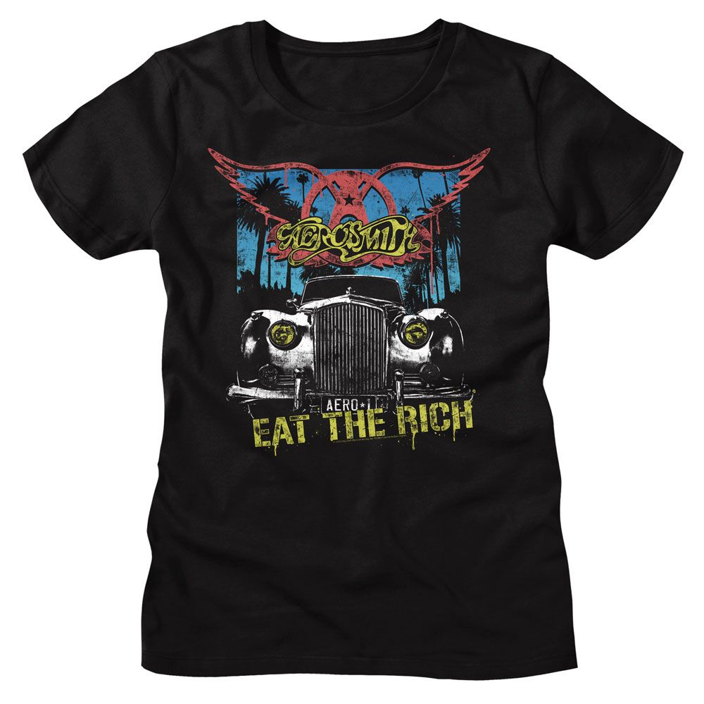 Aerosmith Aerosmith Eat The Rich Car Black Women's T-Shirt