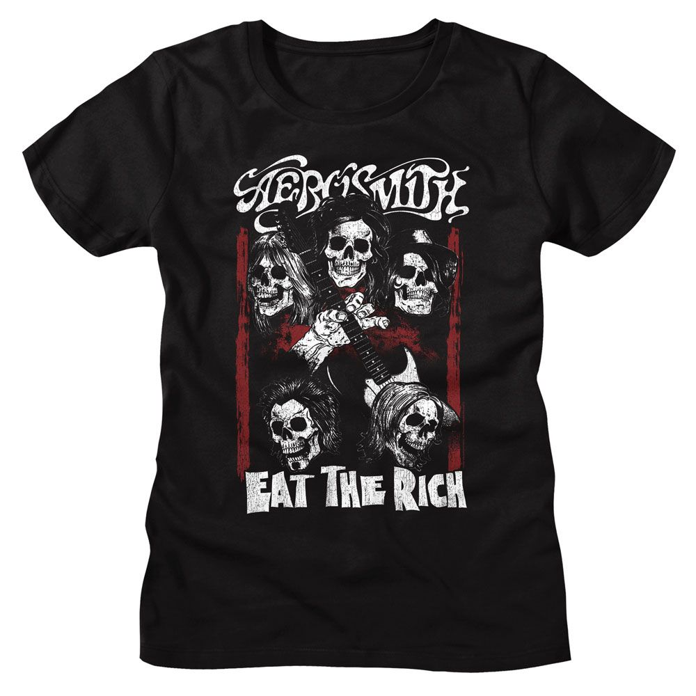Aerosmith Aerosmith Eat The Rich Skull Black Women's T-Shirt