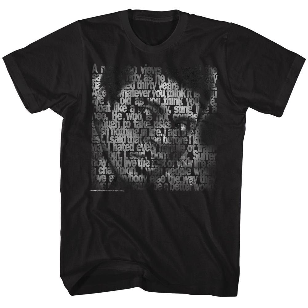Muhammad Ali Words of Wisdom Classic Graphic Black T-Shirt