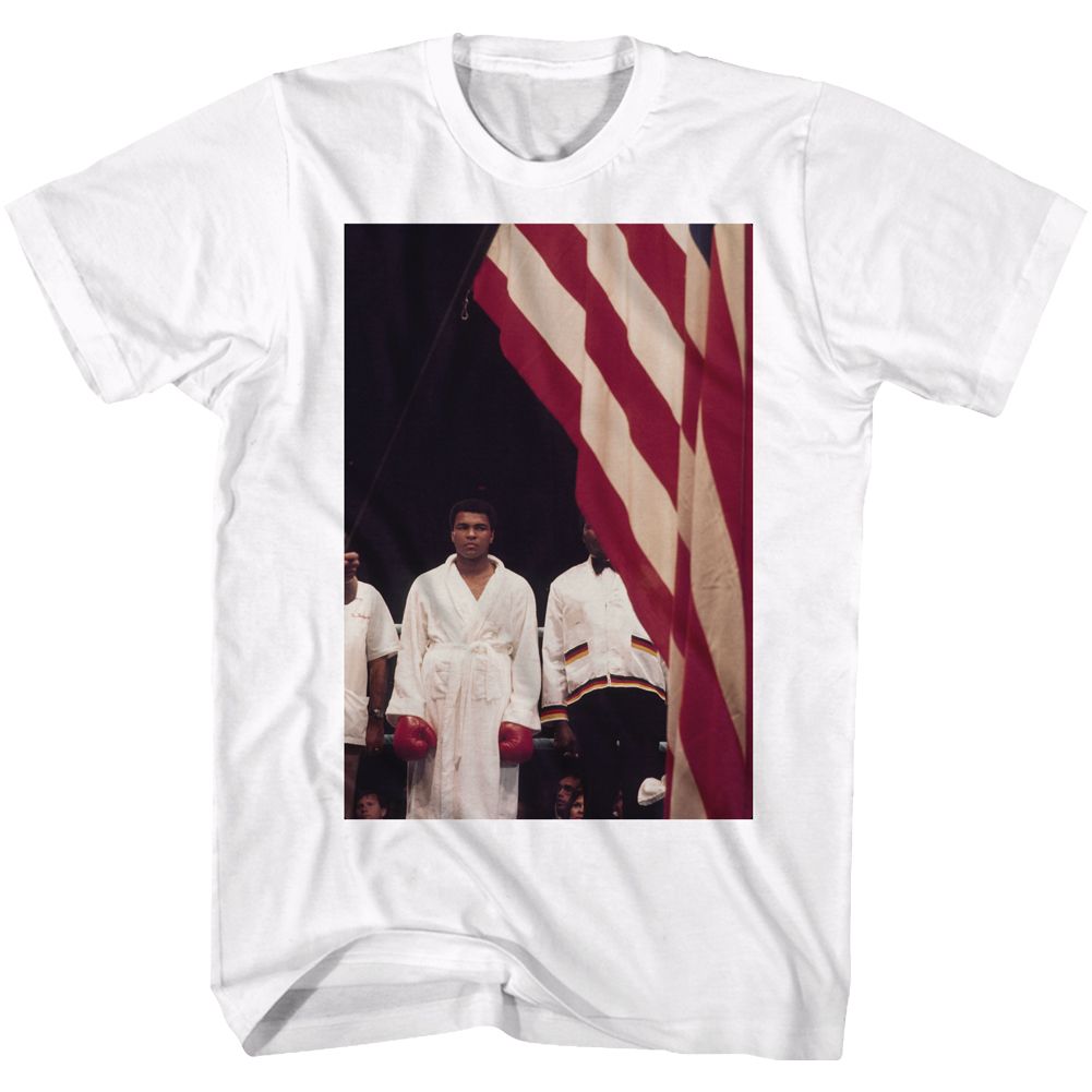 Muhammad Ali a Flag Vintage-Inspired Graphic White T-Shirt