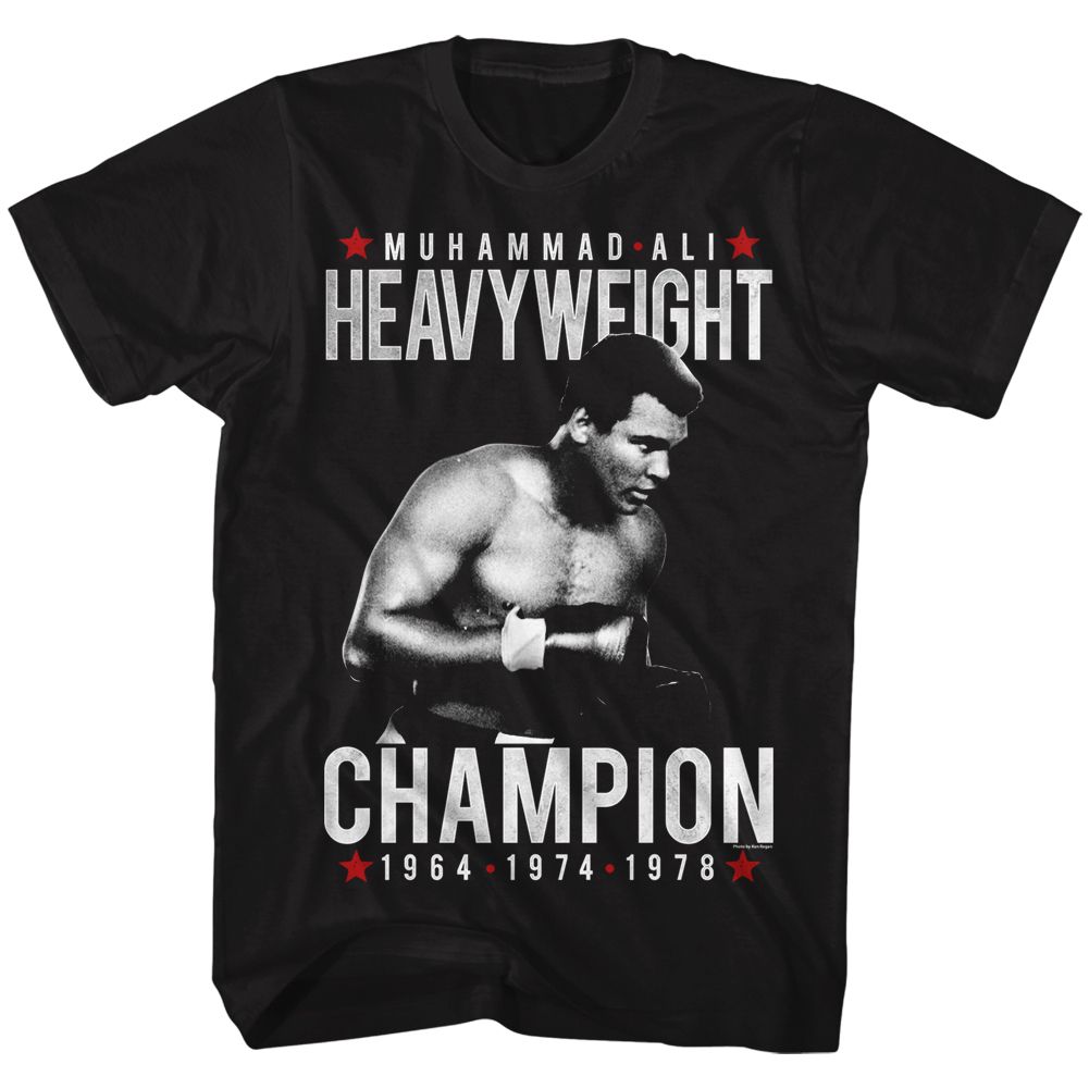 Muhammad Ali Heavy Champ Vintage-Inspired Graphic Black T-Shirt