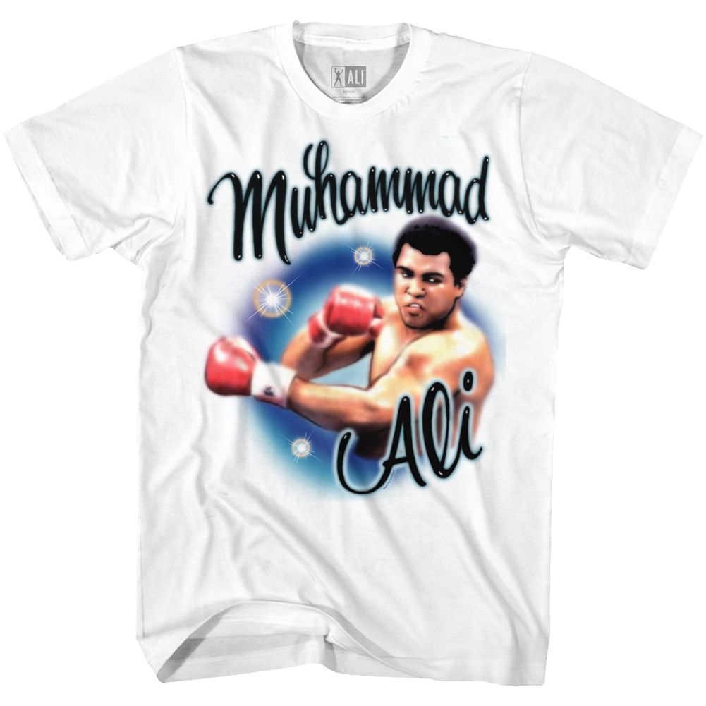 Muhammad Ali Airbrush Punch Heritage Graphic White T-Shirt