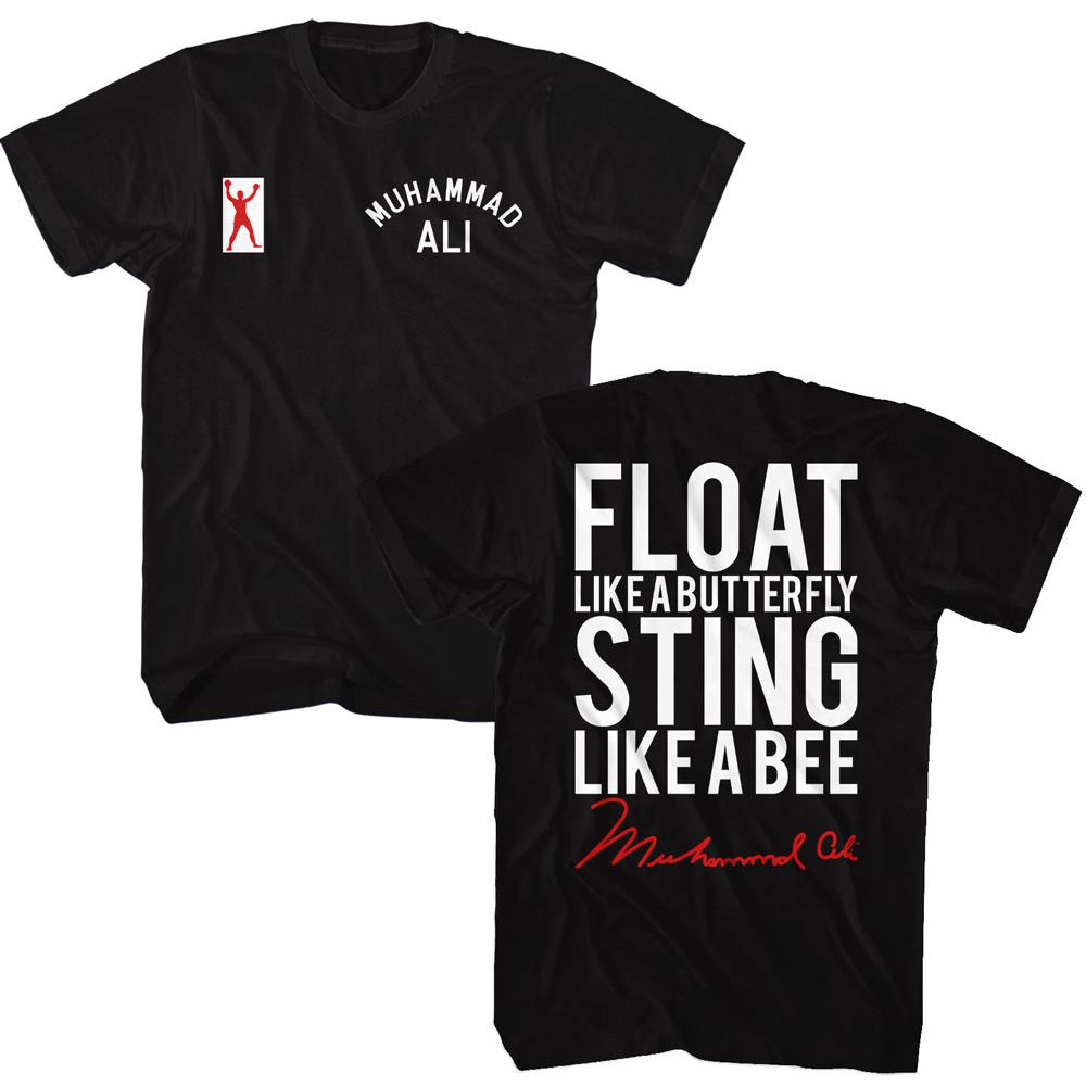 Muhammad Ali Float Sting 2-sided Iconic Graphic Black T-Shirt