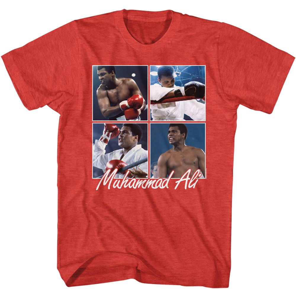 Muhammad Ali Four Squares Timeless Graphic Red Heather T-Shirt