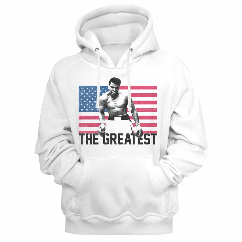 Muhammad Ali Flag the Greatest White Hoodie