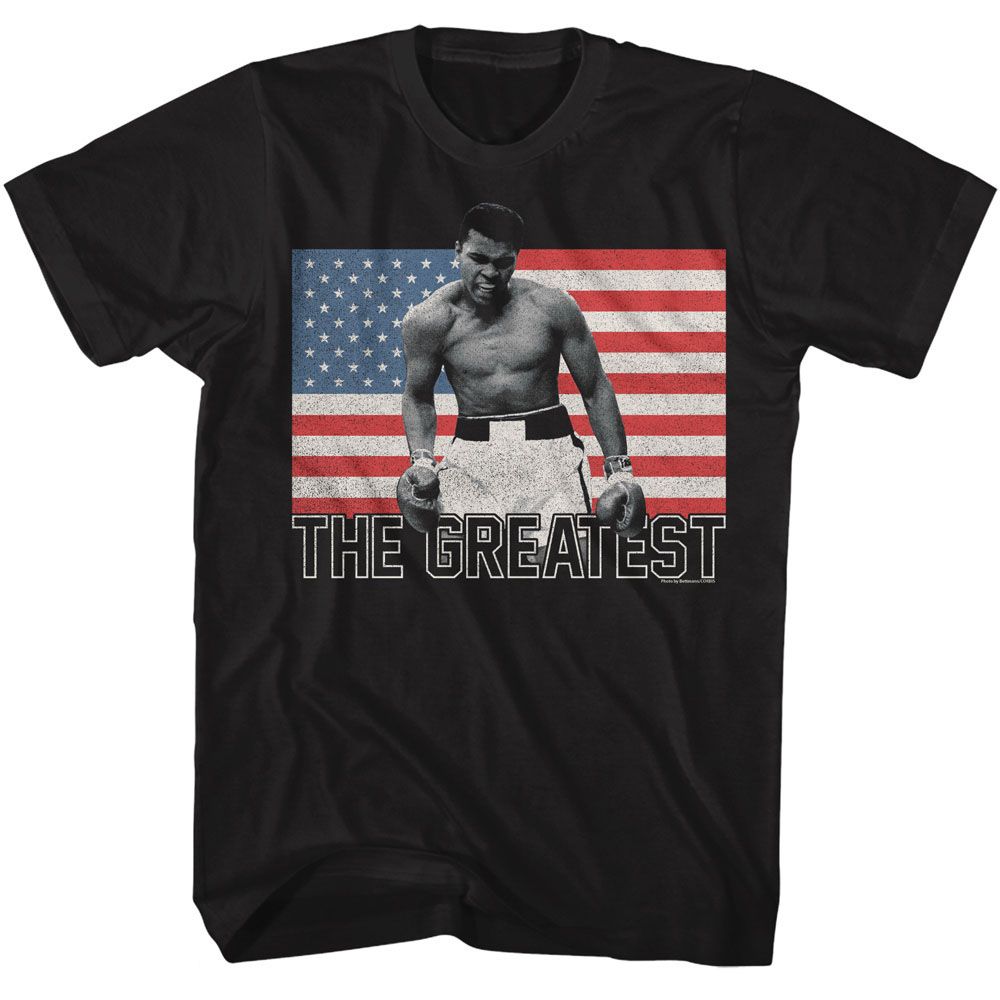 Muhammad Ali Flag the Greatest Black T-Shirt