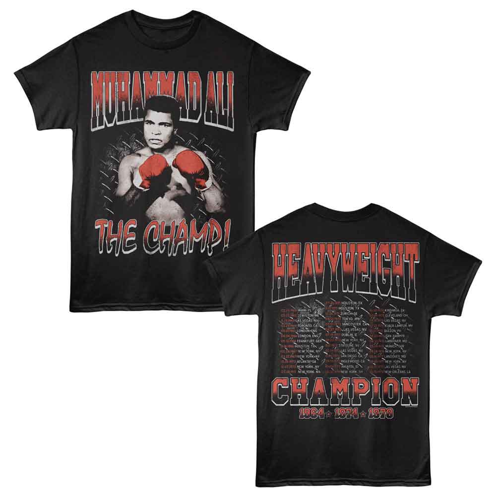 Muhammad Ali Fight Tour Front & Back Print Iconic Graphic Black T-Shirt