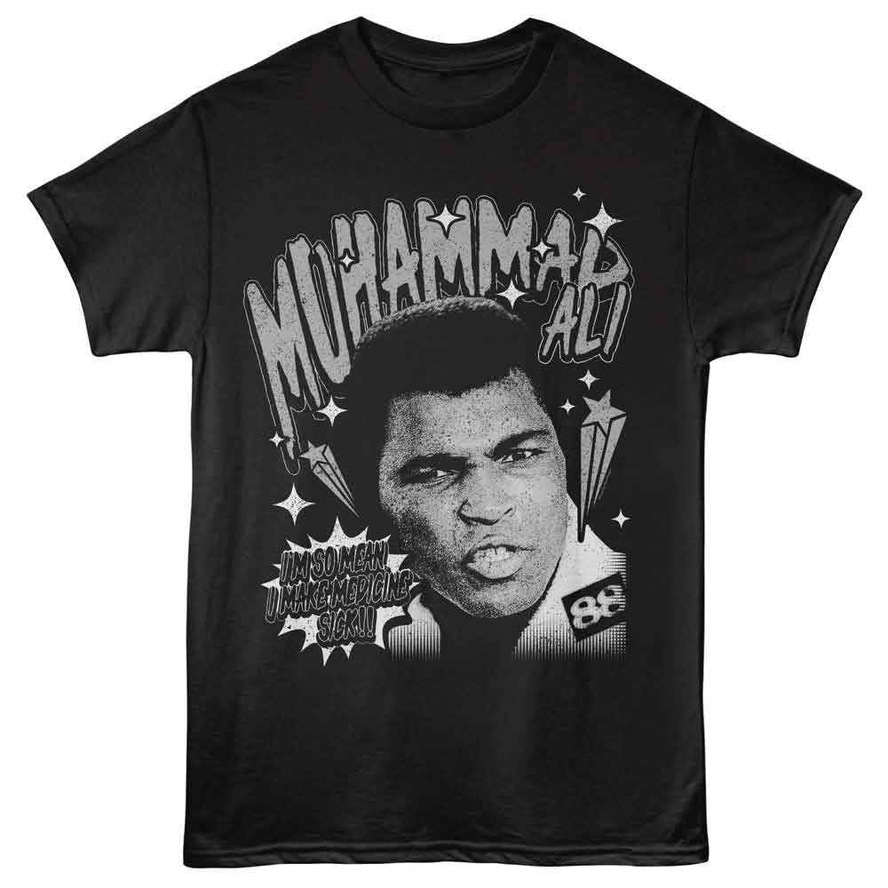 Muhammad Ali Make Medicine Sick Vintage-Inspired Graphic Black T-Shirt