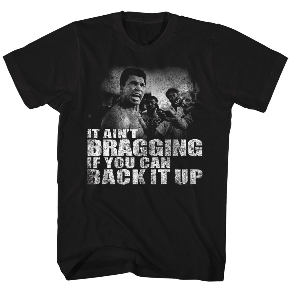Muhammad Ali Distressed Back it Up Black T-Shirt