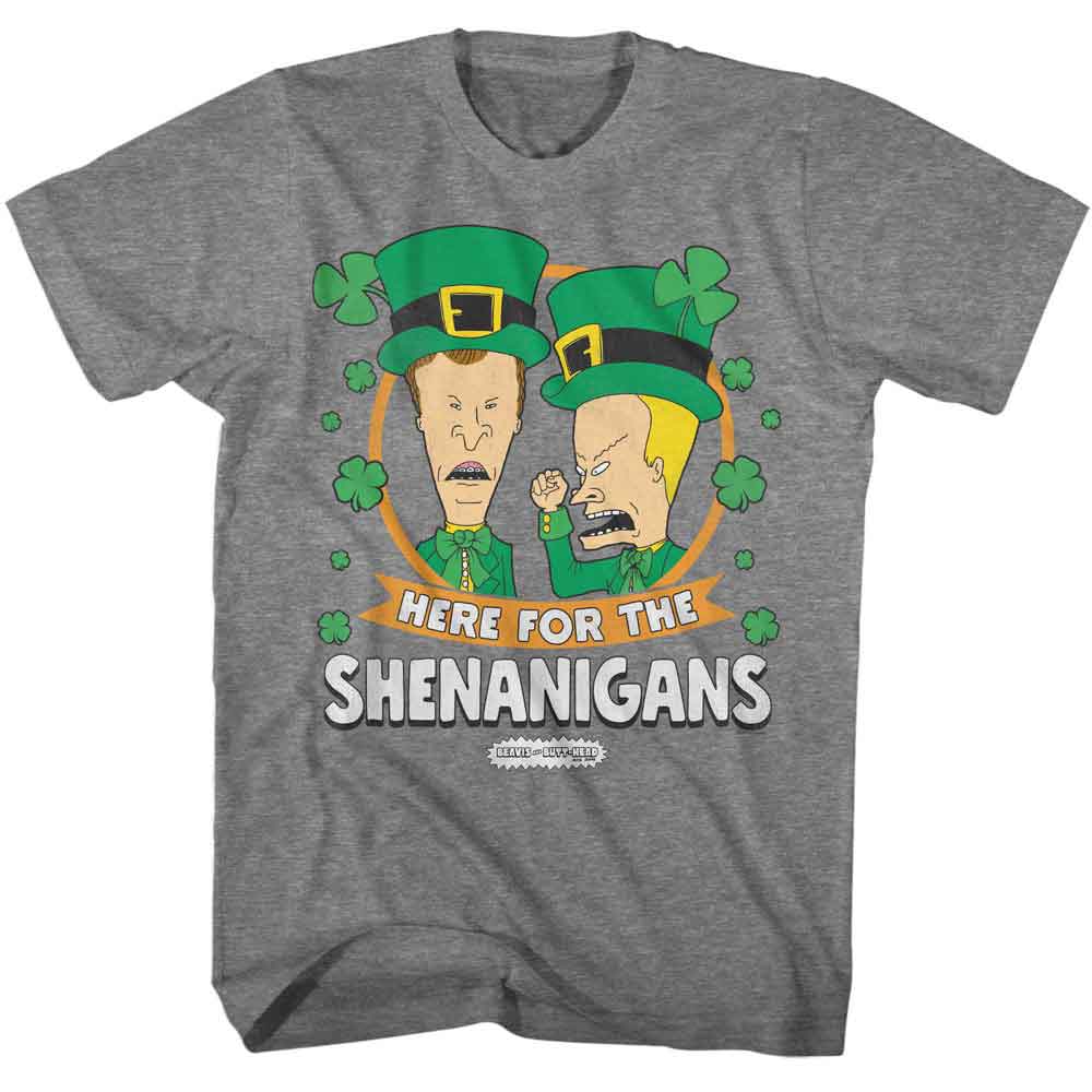 Beavis and Butthead Shenanigans Graphite Heather T-Shirt