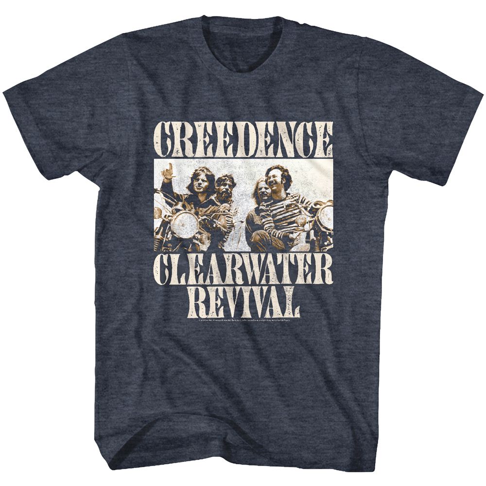 Creedence Clearwater Revival Bikes Photo Navy Heather T-Shirt