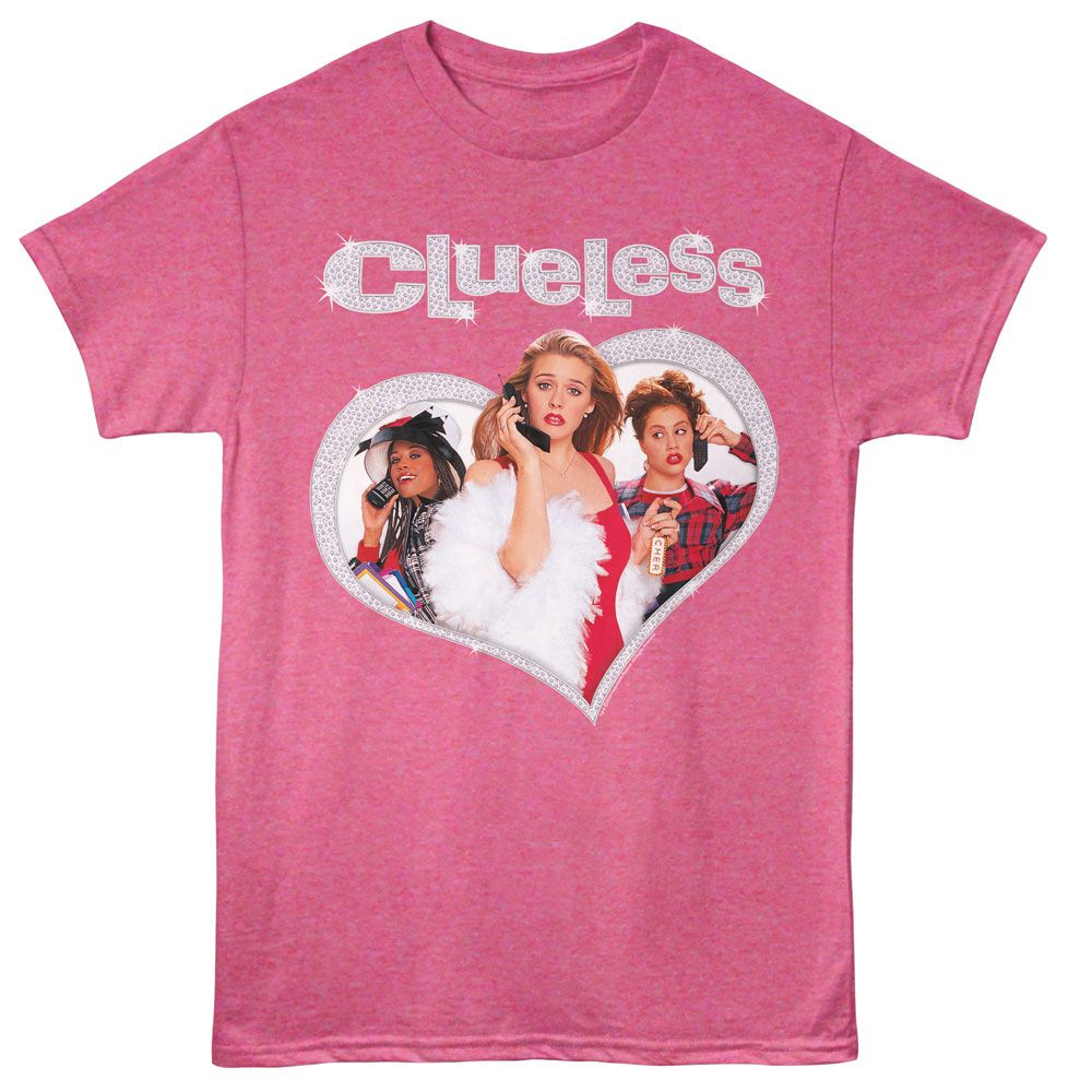 Clueless Diamond Heart Retro Pink Heather T-Shirt