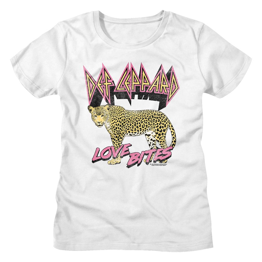 Def Leppard Love Bites Leopard White Women's T-Shirt