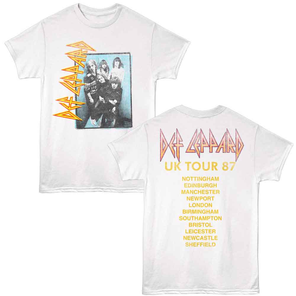Def Leppard UK Tour 87 White Front & Back Print T-Shirt