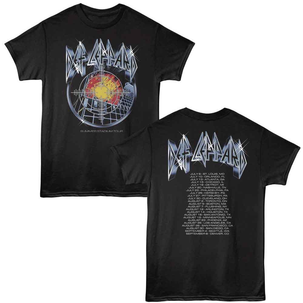Def Leppard Summer Stadium Black Front & Back Print T-Shirt
