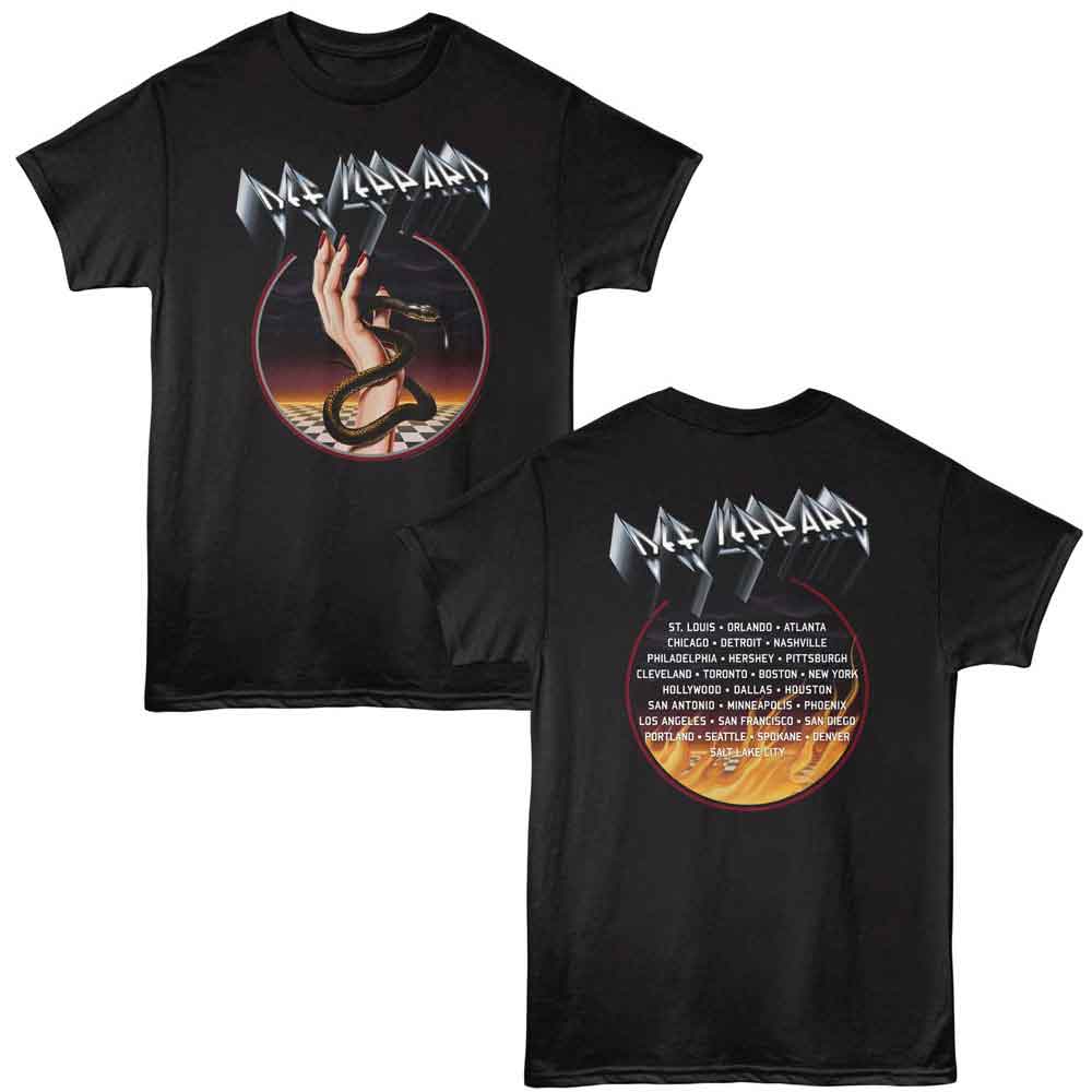 Def Leppard Snake Hold Black Front & Back Print T-Shirt