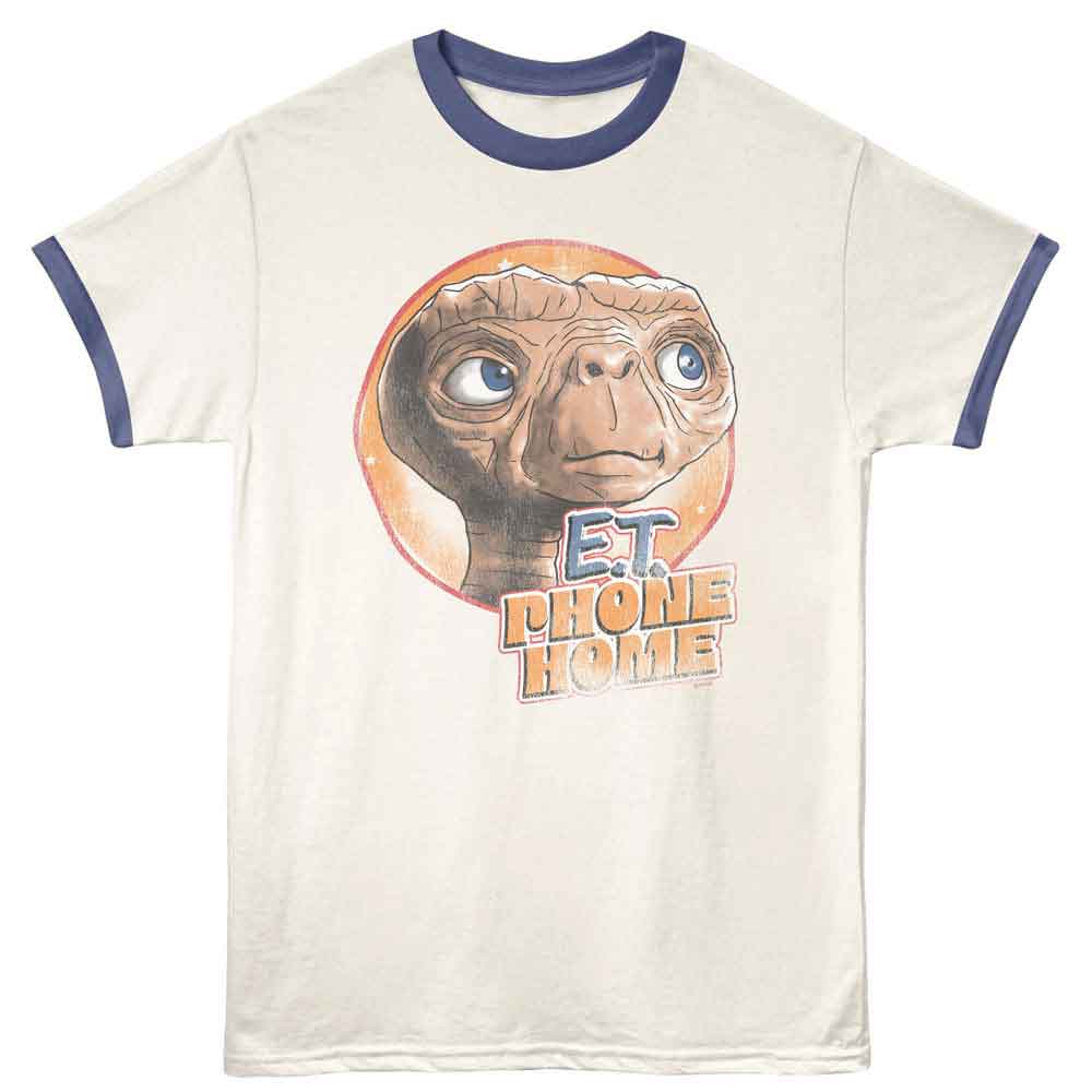 E.T. Phone Home Vintage White India Ink Ringer T-Shirt