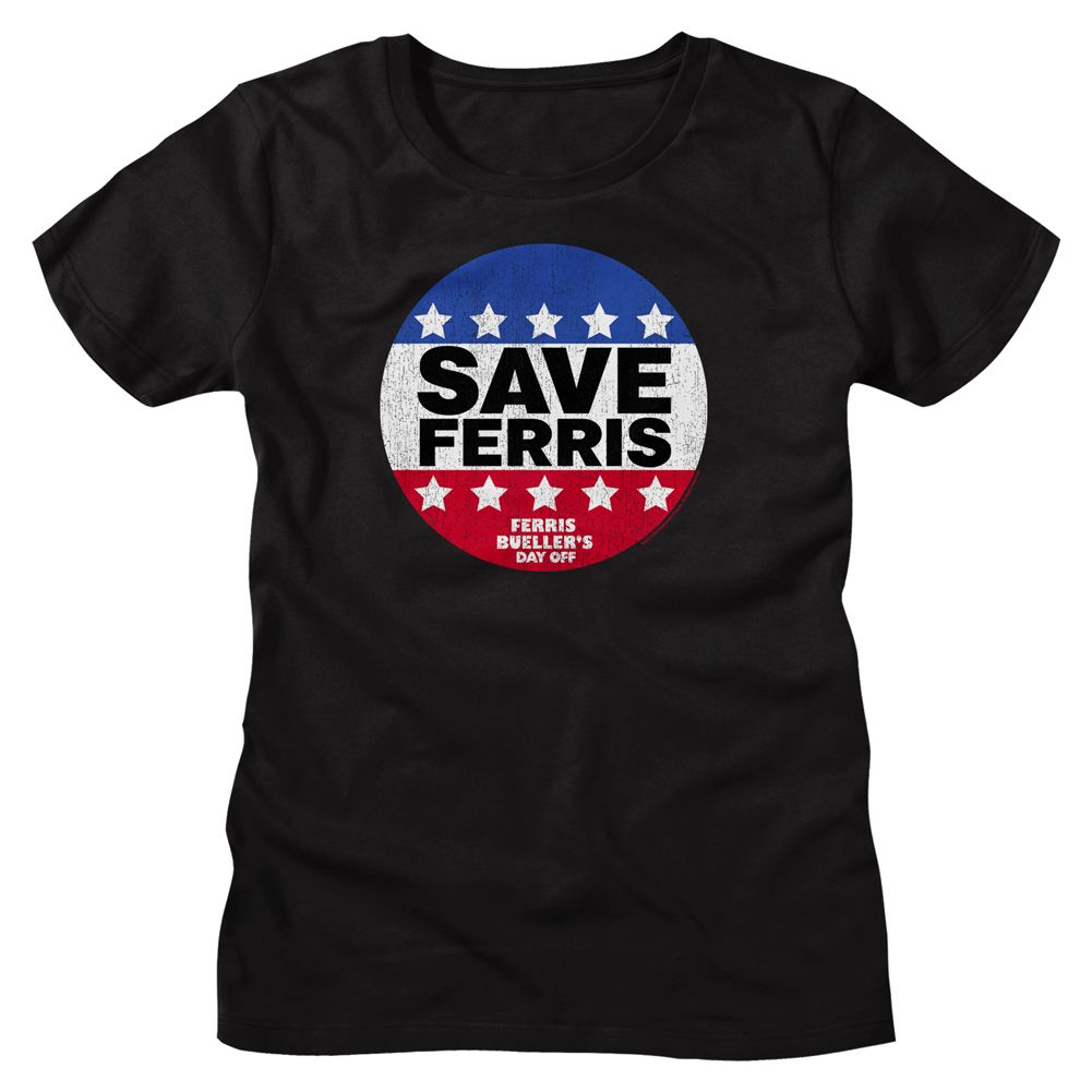 Ferris Buellers Day Off Save Ferris Button Black Women's T-Shirt