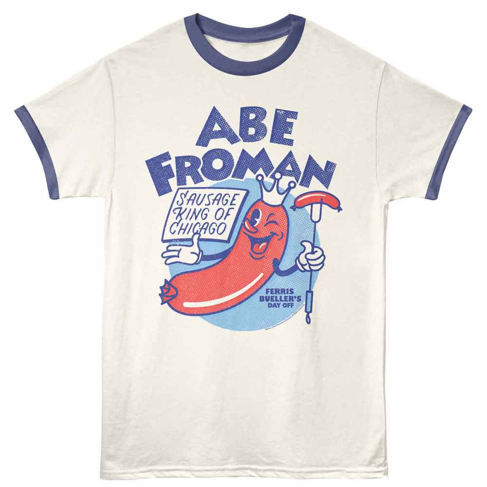 Ferris Beullers Day Off Chicago Sausage King Vintage White India Ink Ringer T-Shirt