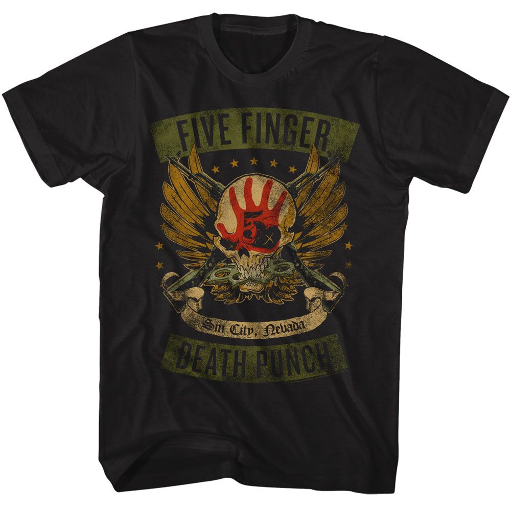Wholesale Five Finger Death Punch Winged Skull T-Shirt