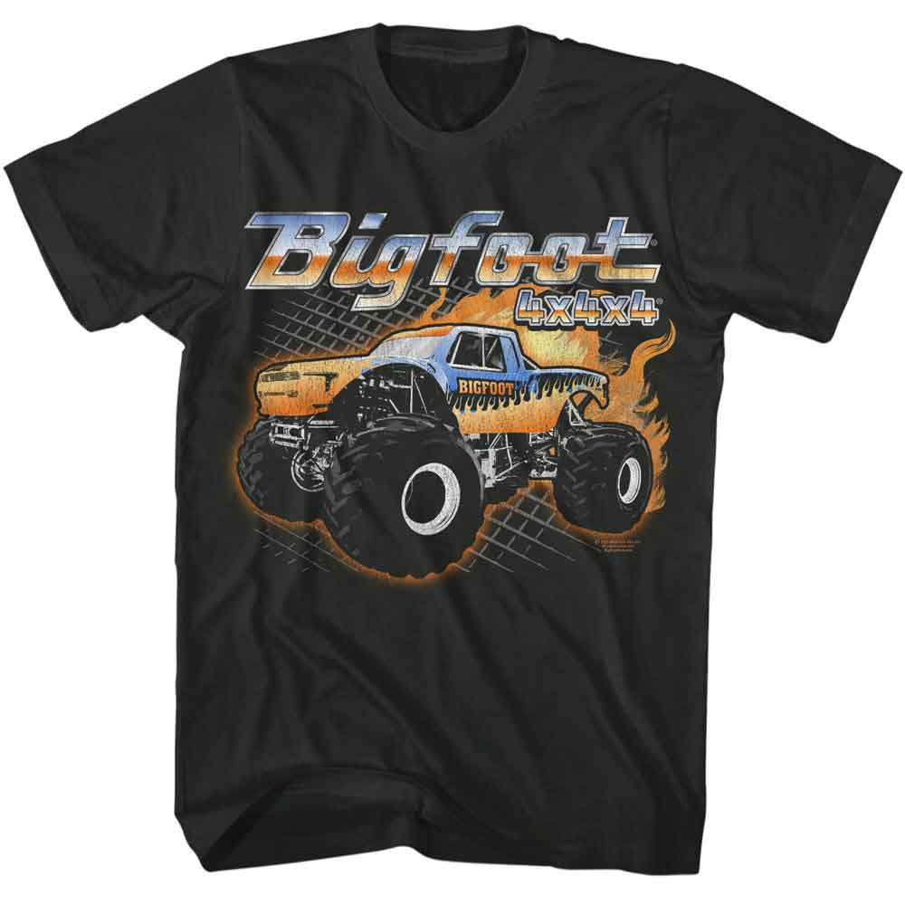 Bigfoot Truck with Flames Smoke T-Shirt