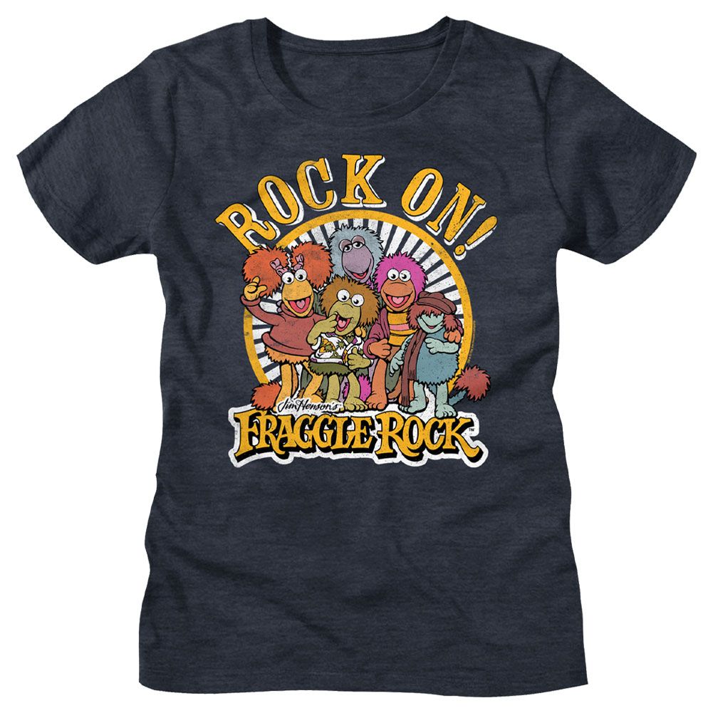 Fraggle Rock Rock On Heather Navy Women's T-Shirt