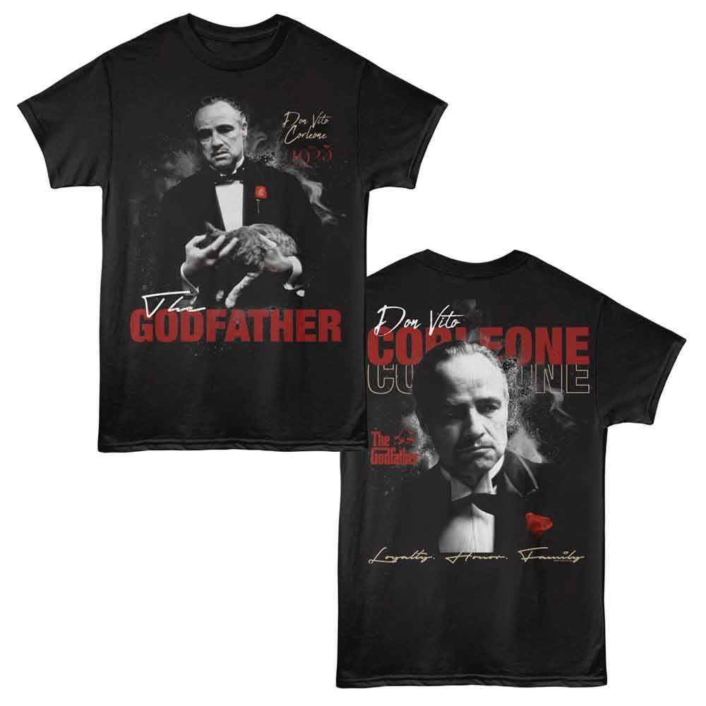 Godfather Loyalty Honor Family Front and Back Print Black T-Shirt