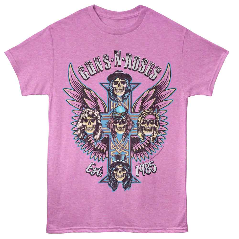 Wholesale GUNS N ROSES GNR WINGED CROSSES NEON PURPLE HEATHER T-Shirt
