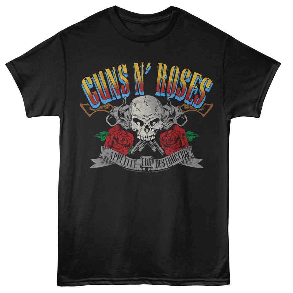 Wholesale GUNS N ROSES GNR AFD PISTOLS AND SKULL BLACK T-Shirt