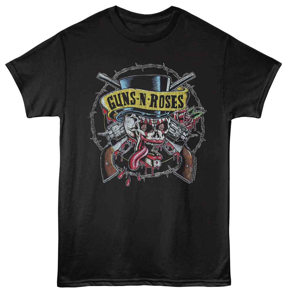 Wholesale GUNS N ROSES GNR CLOWN SKULL AND PISTOLS BLACK T-Shirt
