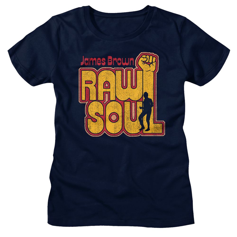 James Brown James Brown Raw Soul Navy Women's T-Shirt