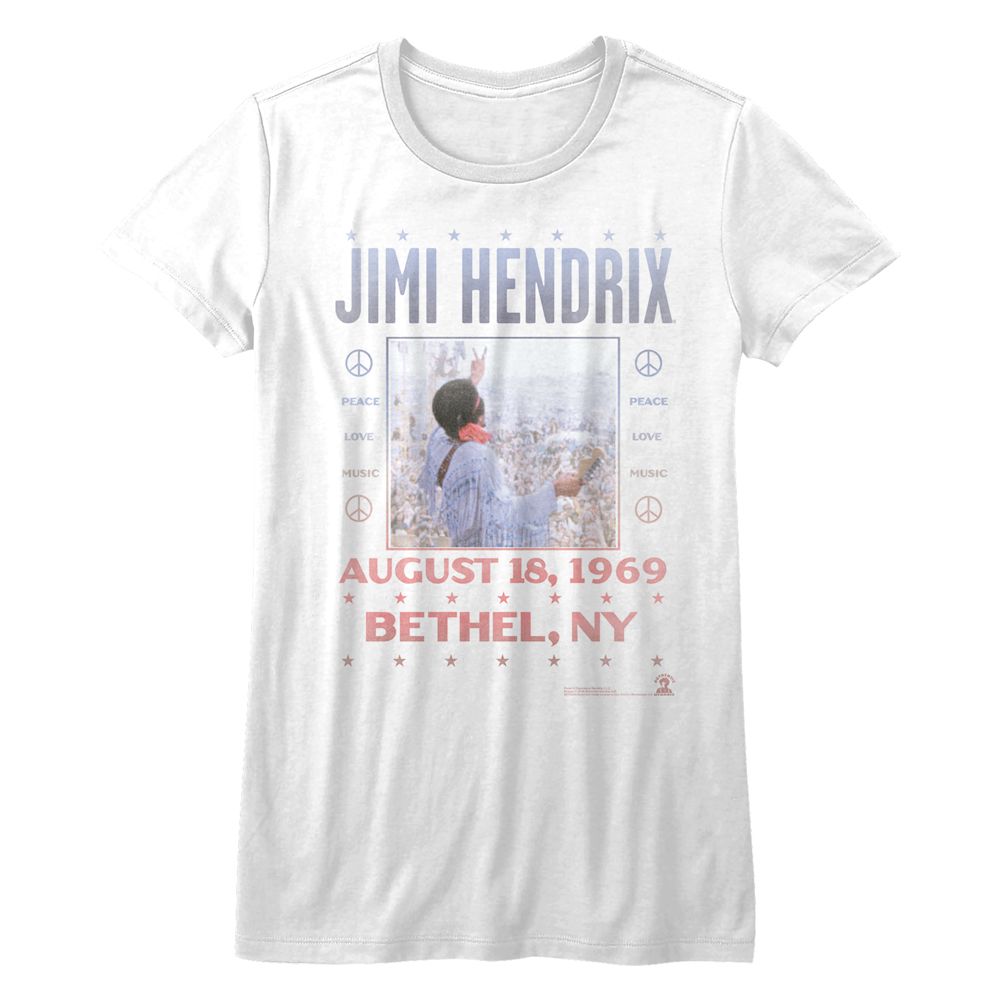 Jimi Hendrix Woodstock White Women's T-Shirt
