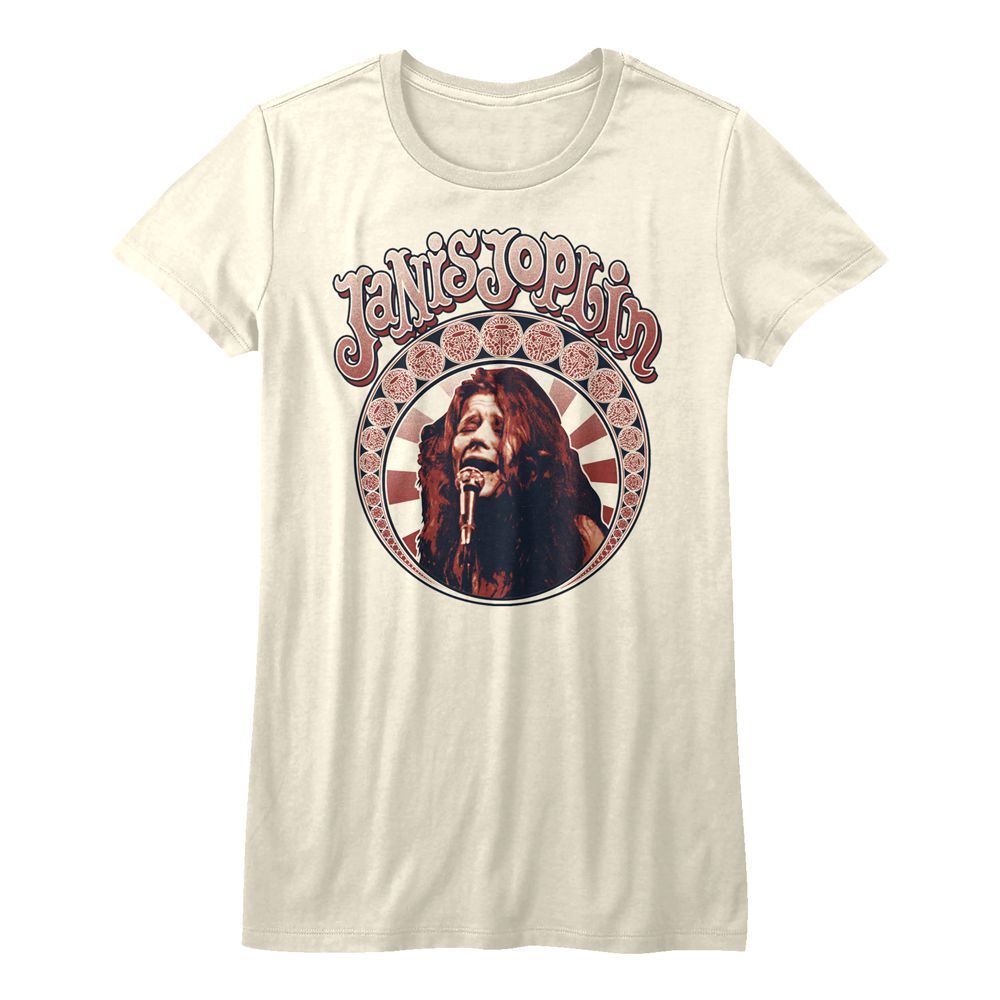 Janis Joplin Nouveau Circle Vintage White Women's T-Shirt