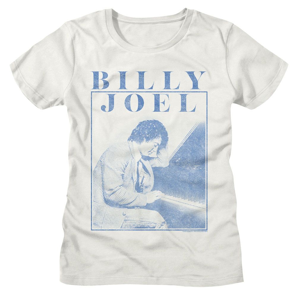 Billy Joel Billy Joel Playing Piano Photo Vintage White Women's T-Shirt