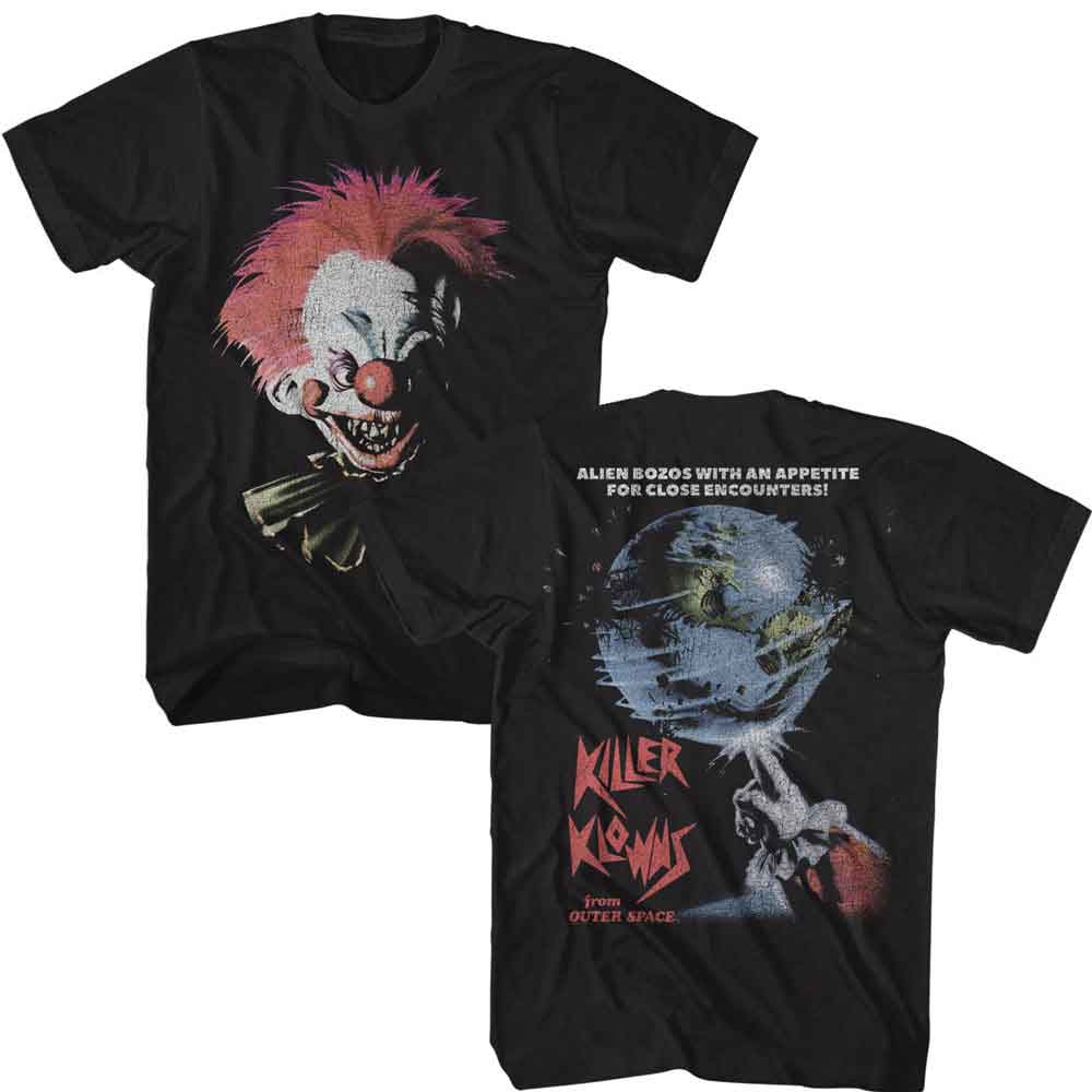 Killer Klowns from Outer Space Oversized Klown Head 2-Sided Print Black T-Shirt