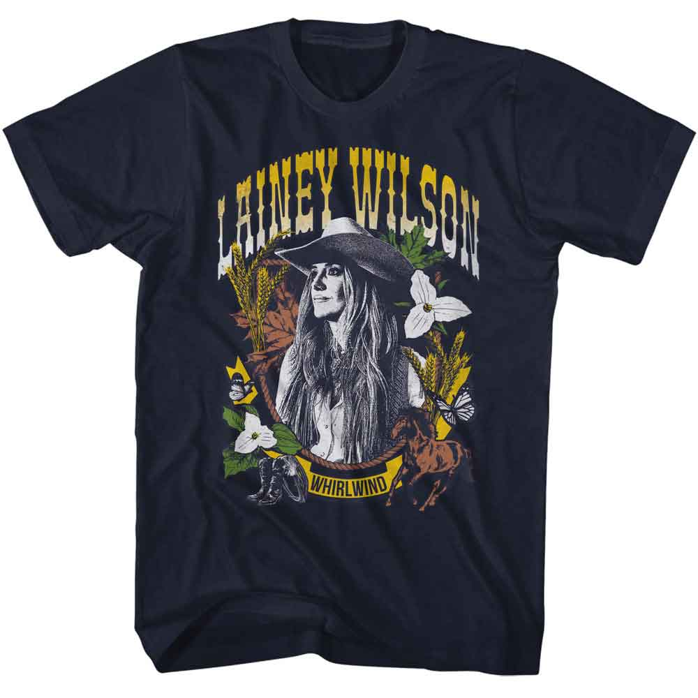 Lainey Wilson Whirlwind Wheat and Leaves Navy T-Shirt