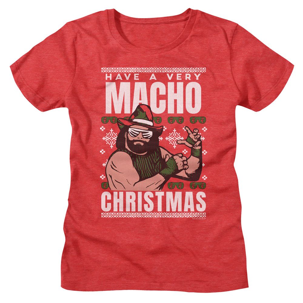 Macho Man Macho Man A Very Christmas Heather Red Women's T-Shirt