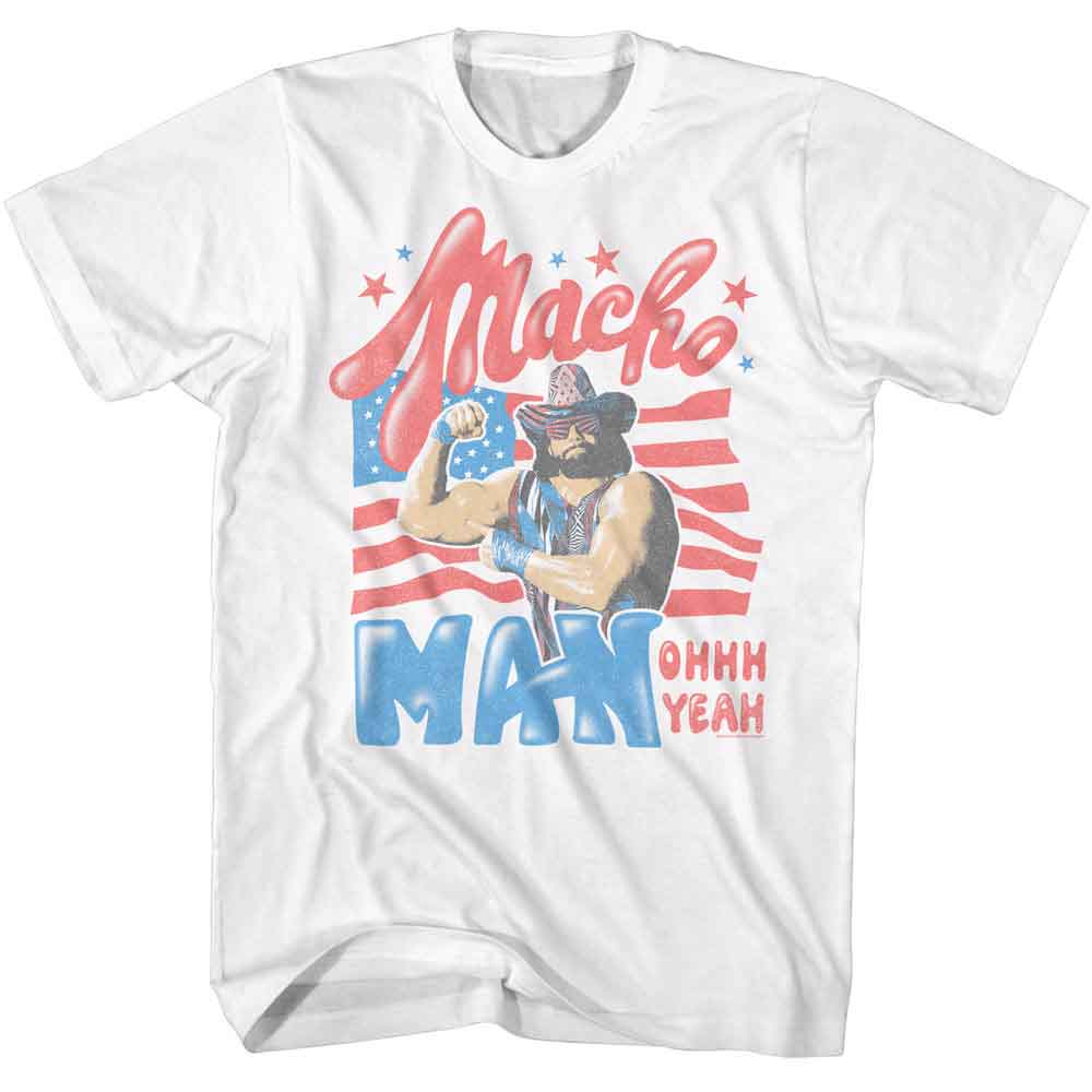 Macho Man Stars and Stripes White T-Shirt