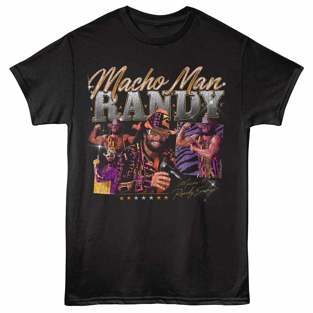 Macho Man Collage Black T-Shirt